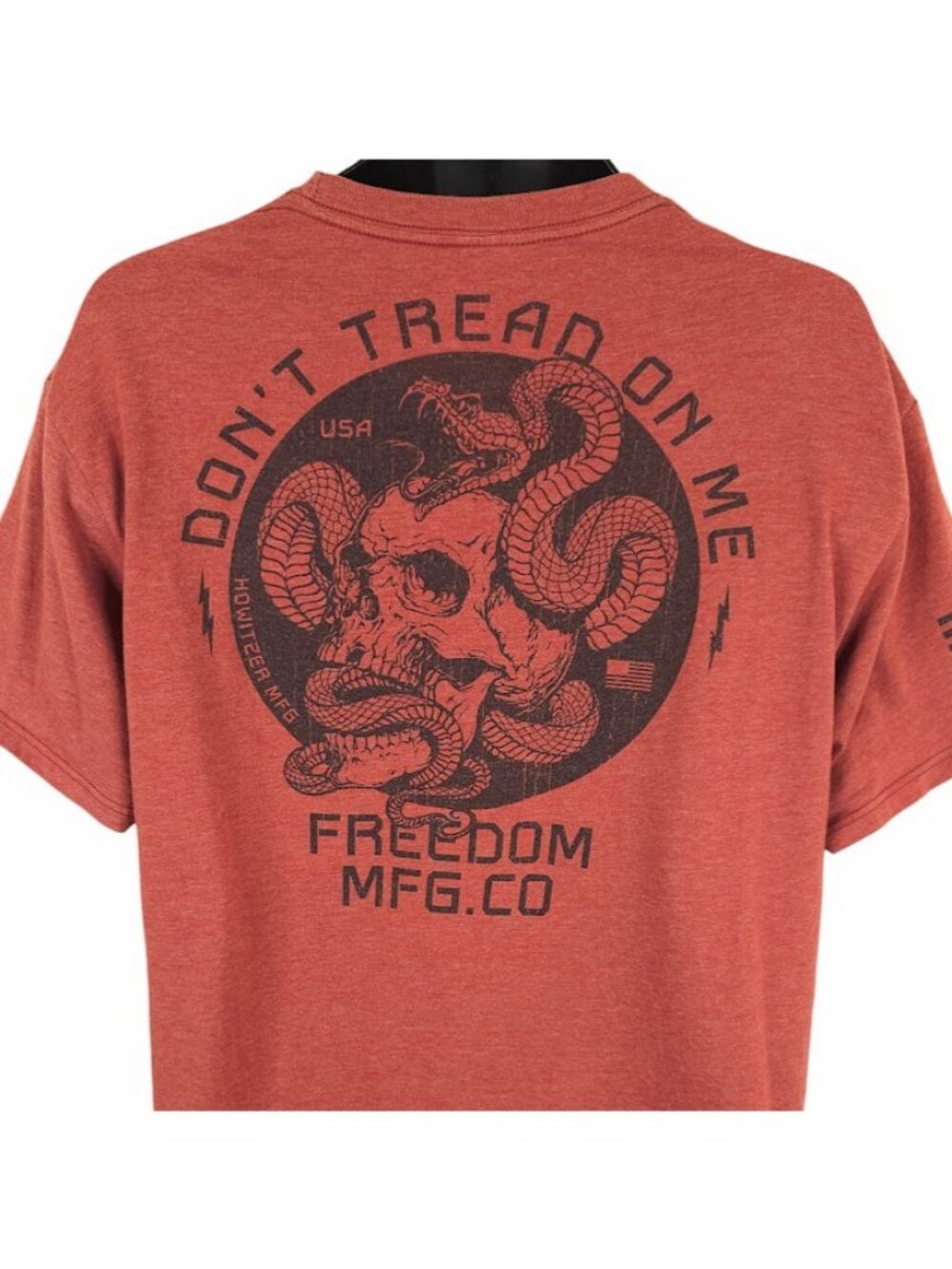 Howitzer T Shirt Mens Size XL Orange Dont Tread On Me Skull Snake Freedom MFG Co